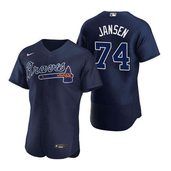 Men's Navy Atlanta Braves #74 Kenley Jansen Flex Base Stitched Baseball Jersey